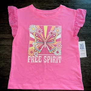 365 Kids from Garanimals Girl's Pink Eyelet Sleeve Shirt Size 6 New - Picture 1 of 4