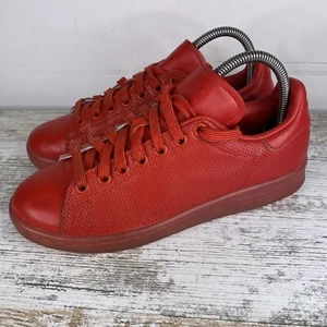 Adidas Stan Smith Adicolor Boys Trainers Size UK 5 EU 36 Red Leather Sneakers - Picture 1 of 23