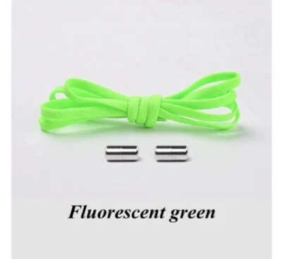 1 par de cordones elásticos tornillo bloqueo zapato cuerda sin atadura verde neón 41" de largo Foto 1 de 4