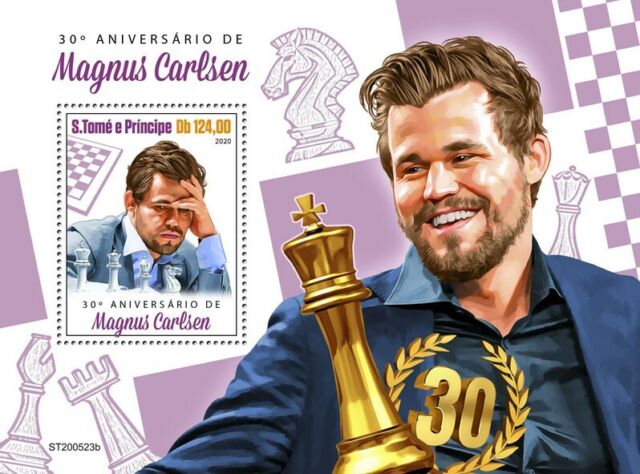 2021 San Tome And Prince Chess Magnus Carlsen Art Photo Silver - 4 V Bf  MF101274