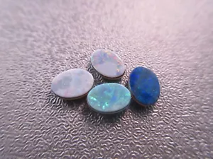 Australian Boulder Opal 6x5mm Doublets Cabochons 4pcs - Picture 1 of 1