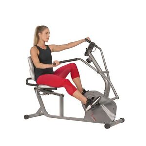 Sunny Health & Fitness Cross Trainer Magnetic Recumbent Bike with Arm Exercis...
