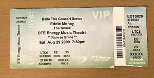 2009 EDDIE MONEY / THE KNACK DTE MUSIC DETROIT KONZERT TICKET STUB BABY HOLD - Bild 1 von 2