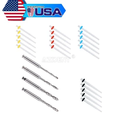 Dental Endodontic Posts Endo Fiber Post Kit 1.2mm 1.4mm 1.6mm 1.8mm +4* Drills - Image 1 of 4