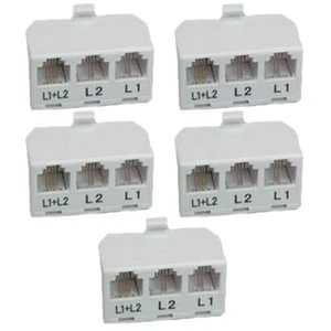 5x RJ11 6P4C Telefon Linia Rozdzielacz Adapter Line1 Line2 Line1 + Line2 Biały - Zdjęcie 1 z 1