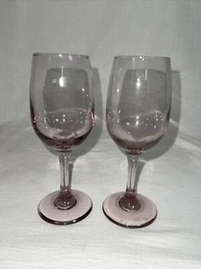 Vintage Pair of Libbey Plum Pink Water/Wine Glasses - Picture 1 of 8