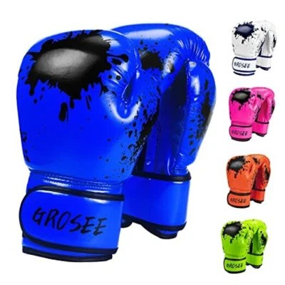 Guante de boxeo para niños 6 oz 8 oz, entrenamiento para jóvenes, niños y niñas 6 oz (45-80 libras) azul Foto 1 de 4