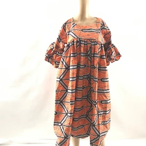 Womens Dress African Size L Kanga Print Ankara Dashiki Flare Sleeve Maternity - Picture 1 of 5