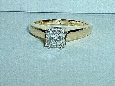 18K YELLOW GOLD & PLATINUM RADIANT CUT 0.61 CT DIAMOND ENGAGEMENT RING  - Image 1 of 4