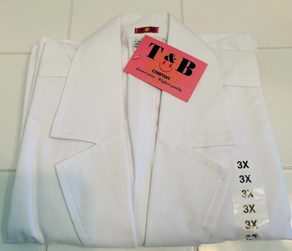 Abrigo de laboratorio para hombre blanco manga larga talla 3X/3/4 largo nuevo con etiquetas T&B Foto 1 de 1
