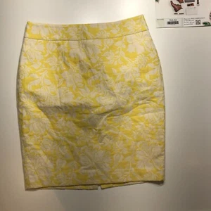 Ann Taylor Petite Skirt Womens 4P Yellow Floral Pattern Indie Pencil Casual City - Picture 1 of 17
