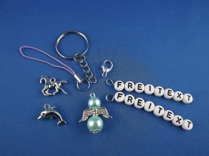 Schlüsselanhänger, Schutzengel, in Perlmutt aussehen, mit Namen oder Text - Bild 1 von 5