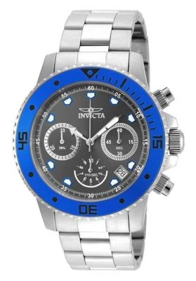 Invicta 21886 pro Diver Cronografo Quadrante Grigio Blu Lunetta S/S Orologio - Immagine 1 di 3