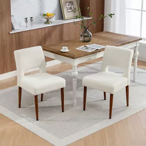 Set of 2 Dining Chairs Velvet Upholstered Chair Curved Backrest For Living Room - Picture 1 of 14