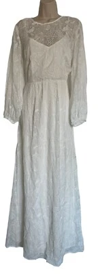 Modcloth “Just The Beginning” White Maxi Dress Lace Long Sleeve Size Large NWT - Image 1 of 4