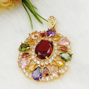 Noppakao Gema 9 Colores Joyería Colgante Oro Micrones Chapado Amuleto Tailandés - Imagen 1 de 4