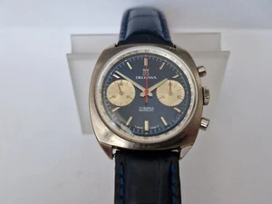 Delbana Chronograph Blue Dial Manual Wind-Chromeplated Case-Valjoux 7733. - Picture 1 of 9