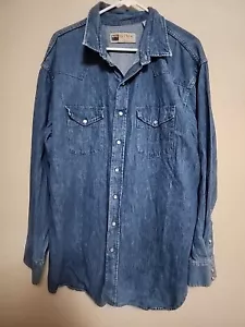 Vintage Big Mac Herren Langarm Pearl Snap Denim Hemd USA WPL-7286 Western - Bild 1 von 13