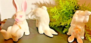 Juego de 3 estatuillas de conejo blanco Bone China Tumbling SIN marcas - Imagen 1 de 8