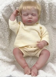 Lifelike Reborn Baby Doll Boy 19” Full Body Silicone Realistic Newborn Baby - Picture 1 of 13
