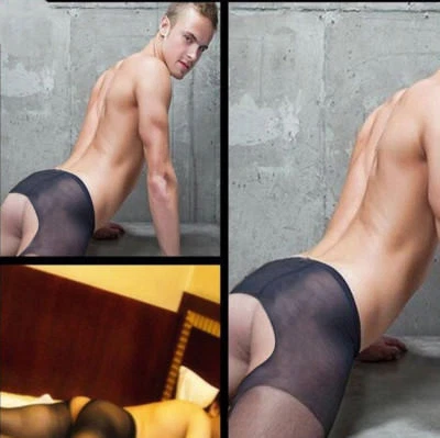 Herren Sexy Strumpfhose Erotik Dessous Schritt offen Männer Strapsstrumpfhose - Bild 1 von 4