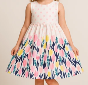 Gymboree Girls Sleeveless Spring Dress with Tulip Print - Size 5T - Picture 1 of 15
