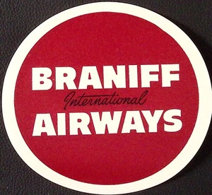 Vintage Braniff International Airways rundes 3,75" Gepäckschild - Bild 1 von 2