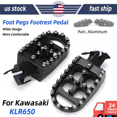 Foot Pegs Footrest Pedal w/ Spring Anodized For Kawasaki KLR650 1987 1988-2023 - Imagem 1 de 4