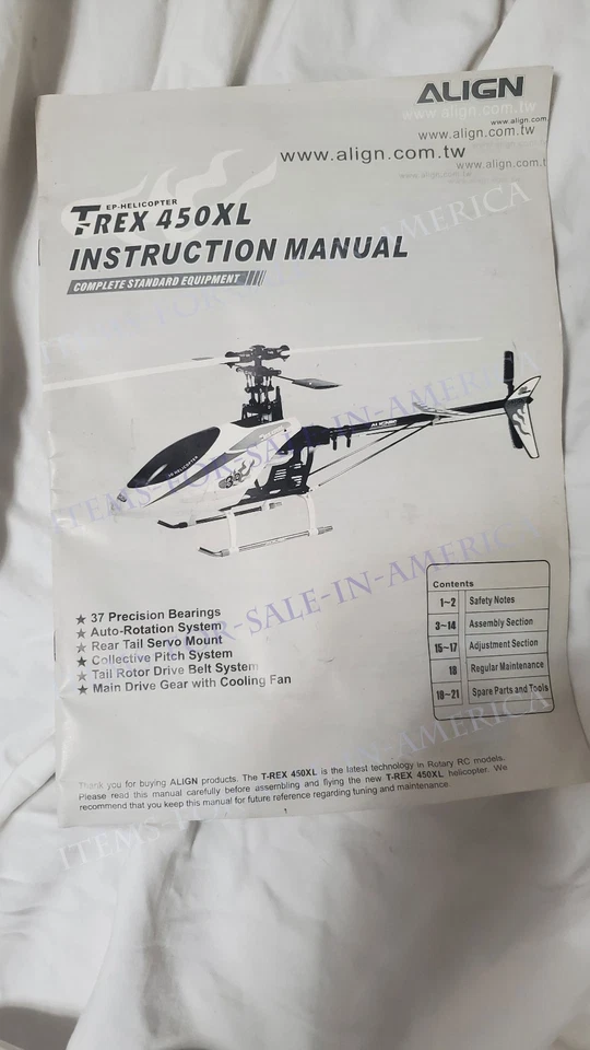 Align TRex 450XL  CCPM RC  3D RC Helicopter manual - Image 1 of 2