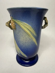 Roseville Pottery Pinecone Blue Vase 838-6” VTG Art Deco American Pottery B11 - Picture 1 of 12
