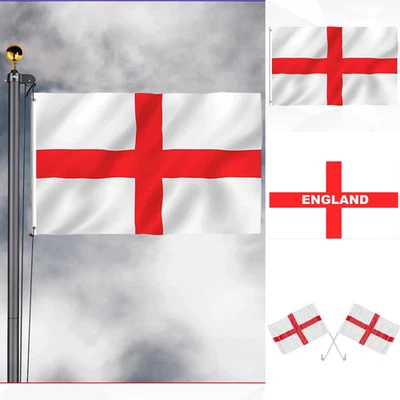 ST GEORGE CROSS FLAG ENGLAND NATIONAL BANNER SPORTS CAR FLAG EYELETS UK 2025 - Image 1 of 4