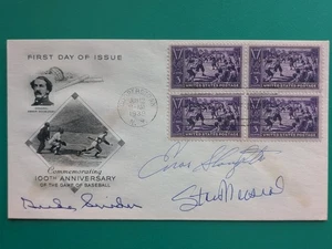 1939 BASEBALL 100th ANNIVERSARY First Day Autographed Musial Snider Slaughter - Picture 1 of 9