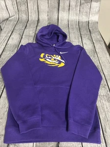 NWT Men’s Nike LSU Tigers Louisiana State Hoodie Purple Small Tiger Eye Sweatsh - Picture 1 of 8