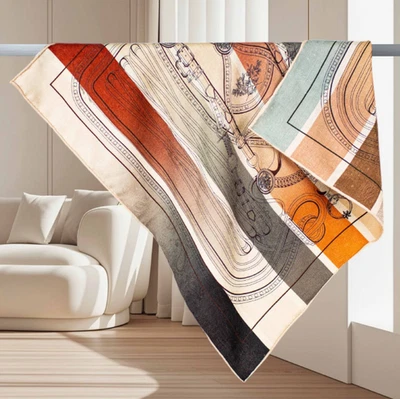 Pañuelo para el cuello 70 % cachemir 30 % seda estampado a rayas 26"" bufanda pañuelo envoltura  Foto 1 de 4