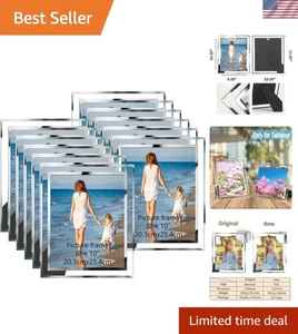 Stylish Silver 8x10 Picture Frames, 12 Pack Glass Frames - Picture 1 of 9