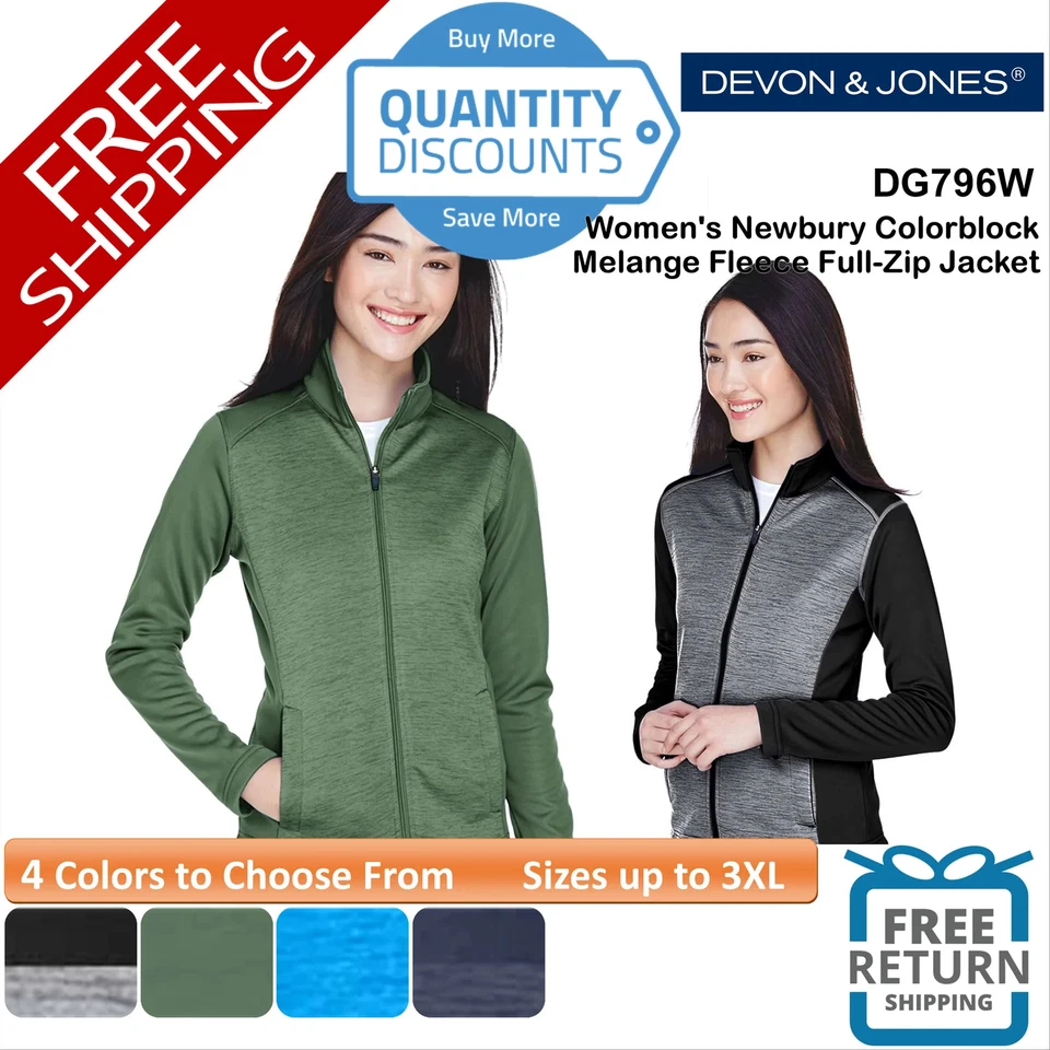 Chaqueta para mujer Devon & Jones Newbury Colorblock polar cremallera completa hasta 3XL DG796W Foto 1 de 1