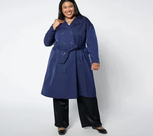 BELLISSIMO Trench coat doppiopetto plissettato Lawrence Zarian - Blu - Piccolo - A655956 - Foto 1 di 2