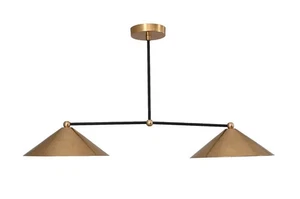 Sputnik chandelier 2 Light Pendant Mid Century Modern Raw Brass light Fixture - Picture 1 of 7