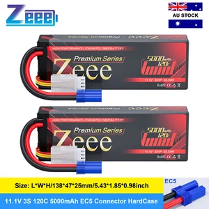 2x Zeee 11.1V 120C 5000mAh 3S Lipo Battery LCG Height 25mm EC5 for RC Car Hobby - Picture 1 of 6