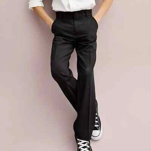 IZOD Boy's Flat Front Stretch Suit Dress Pants Size 18 Husky Black - Picture 1 of 4