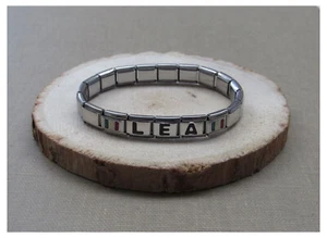 Bracelet prénom lettre personnalisable et ajustable, logo drapeau france. - Imagen 1 de 2