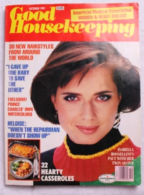 1991 OCTOBER GOOD HOUSEKEEPING MAGAZINE - ISABELLA ROSSELLINI  hardy casseroles - Image 1 of 4