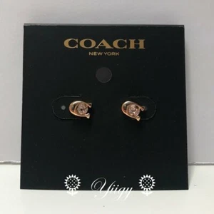 🐼💦 Coach F54498 🐼💦 Signature "C" Stone Stud Rose Gold Earring 🐼 D130*8 - Picture 1 of 3