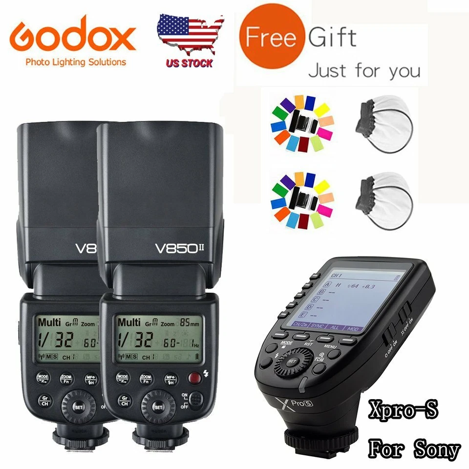 Godox 2pcs V850II 2.4G HSS Flash Speedlite XPRO-S Trigger Wireless For Sony