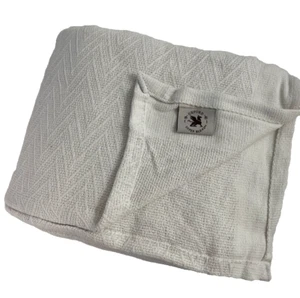 Oxford Herringbone Weave White Throw Chevron Blanket for Home Car 66" x 90" - Picture 1 of 5