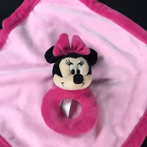 Disney Minnie Mouse Pink Security Blanket and Ring Rattle Lovey Toy New No Tag - Picture 1 of 7