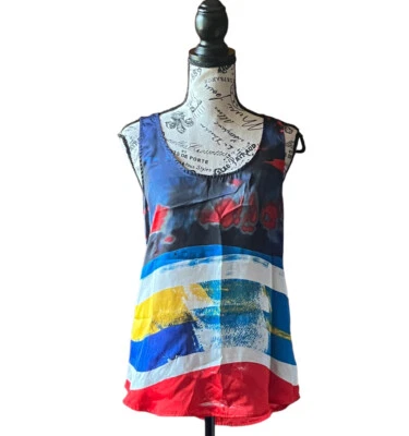 Blusa túnica satinada B B Dakota para mujer arte acuarela para usar artística boho hippie S Foto 1 de 4