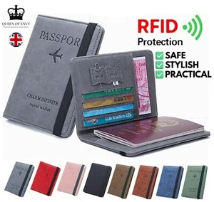 RFID Passport Holder Travel Wallet Passport Organiser Cover Cards PU Leather - Picture 1 of 17