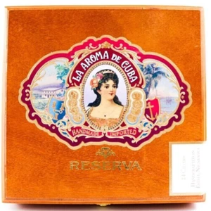 Caja de cigarros de madera vacía La Aroma De Cuba Divino Reserva 7,25" x 7" x 2,5" - Imagen 1 de 9
