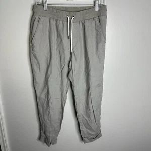 Women’s Athleta Size 12 Bali 100% Linen Ankle Pant Gray Pull On - Picture 1 of 5